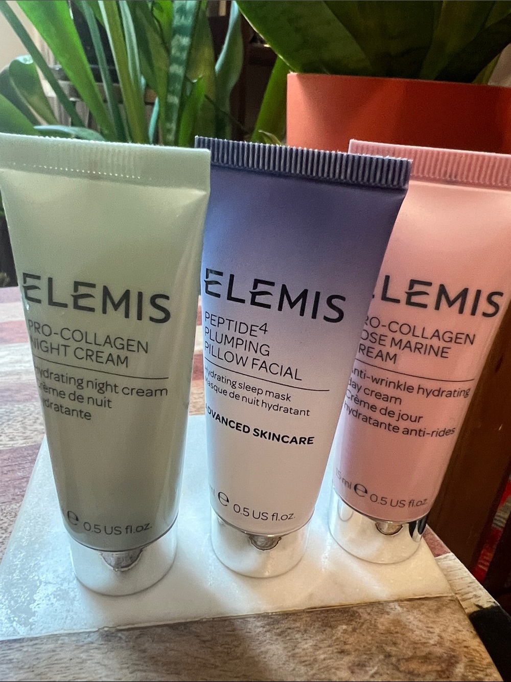 NEW 3 Sealed Elemis mini travel pro collagen peptide plumping rose & night cream